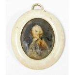 An early 19thC school portrait miniature, profile of a gentleman, quarter profile facing sinister, o
