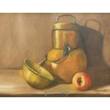 Vicente. Still life, oil on canvas, signed, 48.5cm x 63cm. Label verso, Croydon Galleries.