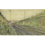 •Norman Wilkinson (1878-1971). Tring, watercolour, initialled and titled verso, 10cm x 18cm. Label v