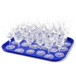 A group of Waterford crystal and other drinking glasses, to include four champagne flutes, a set of