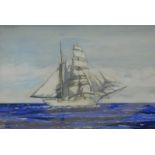 J.A. Nemtor; Burline 1887 USA Brigantine, watercolour, signed, dated 195?, titled verso, 15cm x 23cm