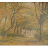 C.L. Ludin. Woodland scene, oil on board, signed and dated 1918, 20cm x 22.5cm.