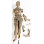 A 19thC terracotta plaster figure of a classical nude female, 70cm high. (AF)