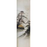 19thC/20thC Japanese. Landscapes with Mount Fuji in the distance, watercolour and over-gilt, unsigne