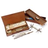 A 1930's mahogany cased artist box, complete with fitted sections set with various pigments and draw