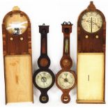 A group of various barometers and barometer parts, to include two wheel barometers, each with missin