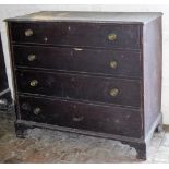 A George III mahogany chest of four graduated drawers, with brass handles and bracket feet, 150cm wi