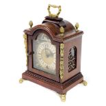 A Georgian style burr walnut miniature bracket clock, marked "John Smith London", with moon roller a