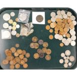 A group of mixed coinage, to include Victorian silver coins, pennies, halfpennies, George V mixed co