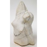 A veined marble abstract model, of a dancing nude female, bearing signature AEW, 41cm high.