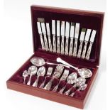 A House of Fraser stainless steel Copper Ludham of Sheffield six place EPNS cutlery service, with c