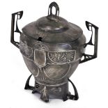 An Art Nouveau "Juventa" Prima Metal pewter urn and cover, in the WMF style and possibly a Hans Pete