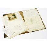 A 19thC portfolio, with marble boards, containing a collection of works by G E Howman, including a n