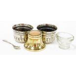 Various silver and other ink wells, to include a pair of George V silver mustard pots, with flared r