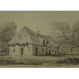 Thomas Sidney Cooper RA (1803-1902). Lesson for D W Coit. Cottage in landscape. Pencil sketch, 14.5c