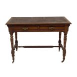 A late 19thC American walnut chamber or writing table by Gillows of Lancaster, having leather moulde