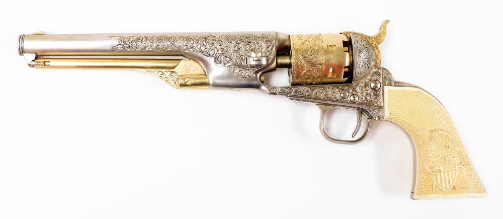 A fine replica of the Colt .36 calibre 1861 Navy Revolver, numbered 13511P, marked Address Col. Saml