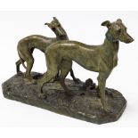 After Giacomo Merculiano. A large and fine casting of two greyhounds on rustic base, signed in the m