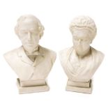 Two late 20thC plaster busts, comprising Victoria R, and Beaconsfield, unmarked, 16cm and 16.5cm res