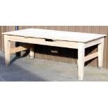 A large Victorian pine dairy table, 210cm x 115cm.