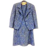 A 1960s/70s Aquascutum ladies blue and turquoise tweed two piece dress suit. (AF)