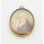 An early 20thC portrait miniature of a gentleman, half length silhouette, print, in a gilt frame, 7.