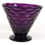 A Richardson amethyst glass dimple conical vase, 23cm diameter, 20cm high.