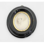 An early 19thC portrait miniature, depicting a maiden in headdress, painted on ivory, 5.5cm x 5cm, i