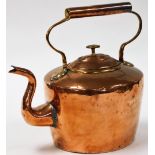 A Victorian copper kettle, 36cm high.