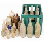 Assorted vintage lemonade, medicine and stoneware and other bottles. (a quantity)