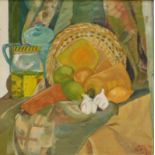 H M Chan (20thC). Still life with fruit and vegetables, oil on canvas, signed, 69.5cm x 69.5cm