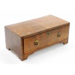 A George I walnut tabletop cabinet, with single drawer with brass flick handles lock stamp, 16cm h