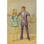 George Henry Holloway (1882-1977). Duet, watercolour, signed and titled, 31cm x 22.5cm.