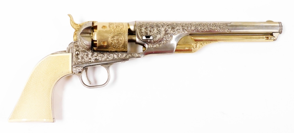 A fine replica of the Colt .36 calibre 1861 Navy Revolver, numbered 13511P, marked Address Col. Saml - Bild 2 aus 6