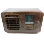 A vintage Ekco type A23 receiver Bakelite case radio, with front tuning knops and grill speaker, 56c