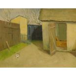 Alfred. The Yard, oil on board, signed, 38.5cm x 48.5cm.