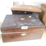 Two mahogany boxes, each with replacements, repairs and lacking contents. (2)