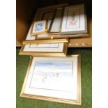 A small group of pictures and prints, to include fairy tale scenes, empty frames, shooting print, Fa