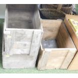 Various wooden boxes, one stamped Nottingham, another Hounslow, the other unmarked. (3)