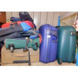 Various bags and cases, to include two Samsonite hard cases, rucksacks, tennis racket bags, suitcase