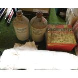 Various stoneware bottles and medical supplies, to include two Manchester 1951 and 1956 stoneware bo