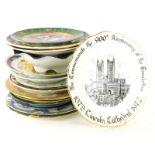 A collection of 19thC and later plates, to include commemorative Lincoln Cathedral plate, etc.