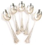 A set of five Victorian silver teaspoons, Onslow pattern, with engraved bowls, London 1893, 14cm wid