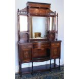 A late Victorian rosewood marquetry chiffonier, with an upper part with mirrors, panels, concave gal