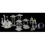 A collection of Swarovski Crystal, etc., to include various candlesticks, a ship, a pair of bells, t