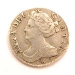 A Queen Anne sixpence 1708.