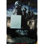 A printed script of the film Planet of the Apes, bearing signature of Helena Bonham Carter, and a po