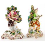 A pair of late Samson porcelain figures, of musicians comprising a youth with bagpipes and his femal