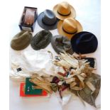 A quantity of gentleman's vintage clothing, hats, gloves, etc.