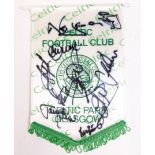 A Celtic FC signed pennant, bearing signatures of Neil Lennon, Henrik Larssen, etc.